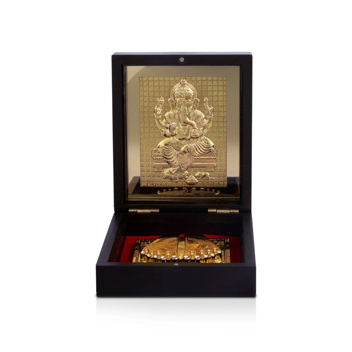 Ganesh Design Pooja Box - 1.5 X 4 X 4.5 Inches | Charan Paduka Box/ Puja Box For Pooja And Gifting