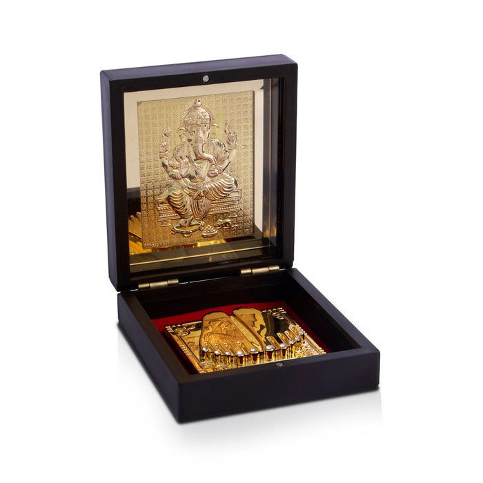 Ganesh Design Pooja Box - 1.5 X 4 X 4.5 Inches | Charan Paduka Box/ Puja Box For Pooja And Gifting