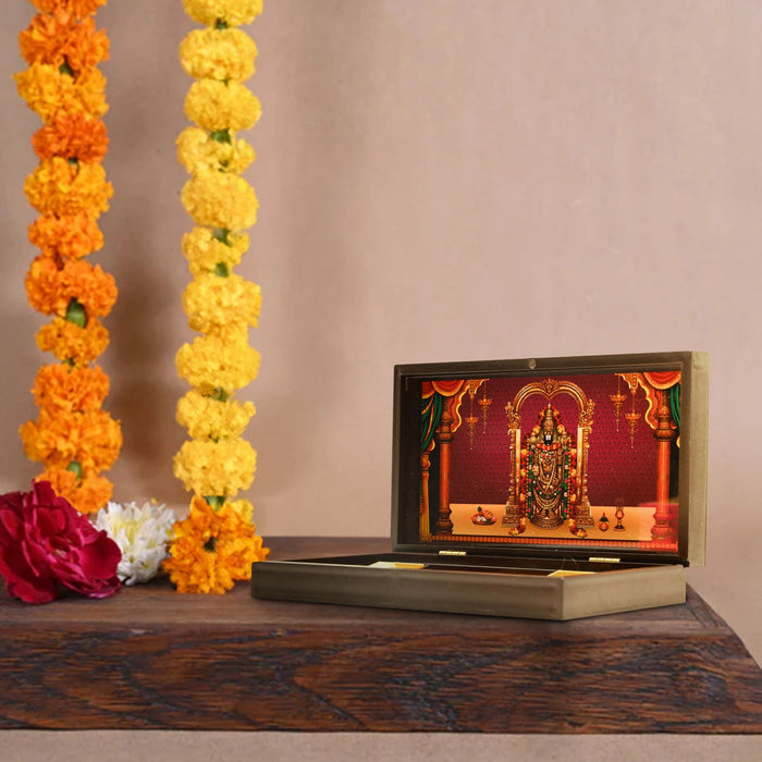 Tirupati Balaji Murti Design Pooja Box - 1.75 X 8.5 X 5 Inches | Charan Paduka Box/ Puja Box For Pooja And Gifting