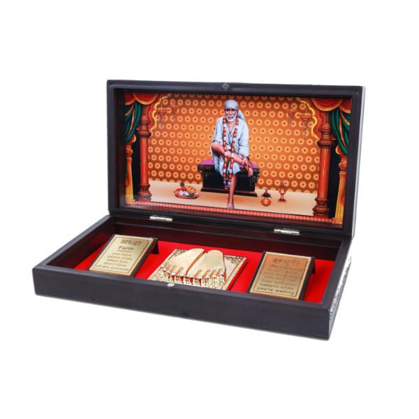 Sai Baba Murti Design Pooja Box - 1.5 X 8.5 X 5 Inches | Puja Box/ Charan Paduka Box For Pooja And Gifting
