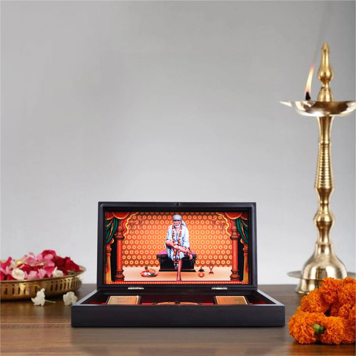 Sai Baba Murti Design Pooja Box - 1.5 X 8.5 X 5 Inches | Puja Box/ Charan Paduka Box For Pooja And Gifting