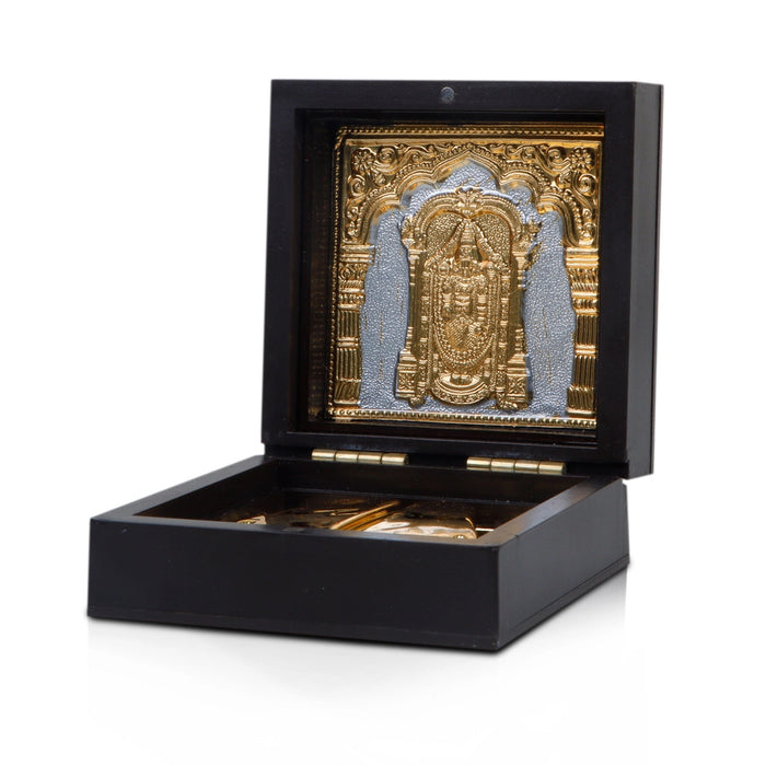 Balaji Murti Design Pooja Box - 4 X 3 X 3 Inches | Puja Box/ Charan Paduka Box For Pooja & Devotional Gifting