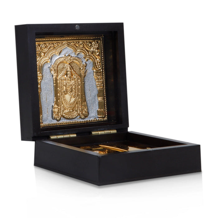 Balaji Murti Design Pooja Box - 4 X 3 X 3 Inches | Puja Box/ Charan Paduka Box For Pooja & Devotional Gifting
