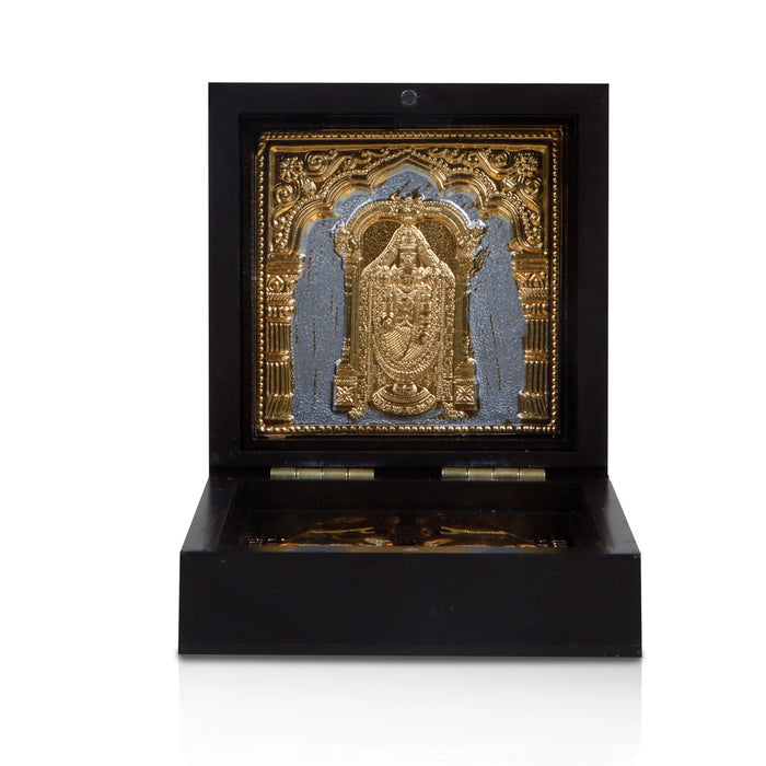 Balaji Murti Design Pooja Box - 4 X 3 X 3 Inches | Puja Box/ Charan Paduka Box For Pooja & Devotional Gifting