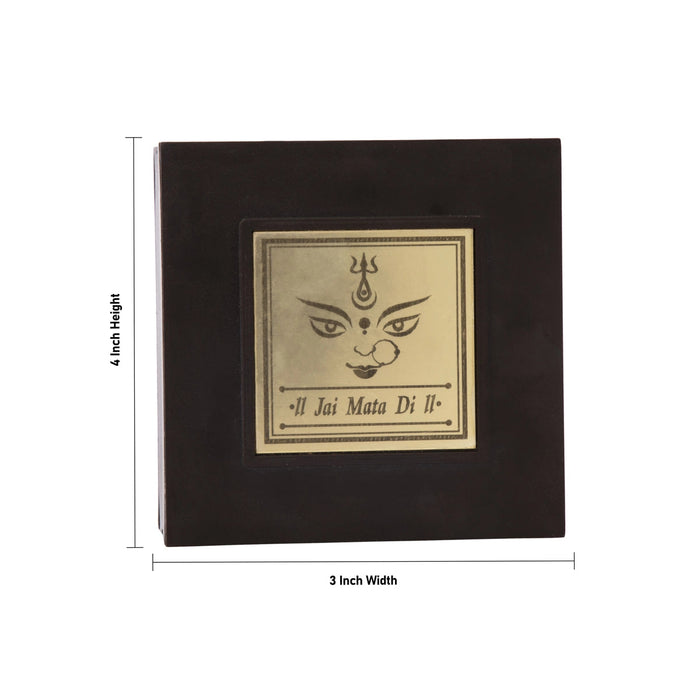 Durga Murti Design Pooja Box - 4 x 3 Inches | Charan Paduka Box/ Puja Box For Devi Worship