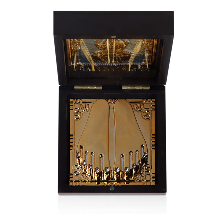 Lakshmi Murti Design Pooja Box - 4 x 3 Inches | Charan Paduka Box/ Puja Box For Wealth Blessings