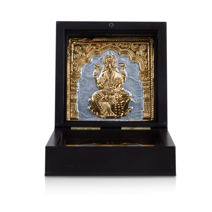 Lakshmi Murti Design Pooja Box - 4 x 3 Inches | Charan Paduka Box/ Puja Box For Wealth Blessings