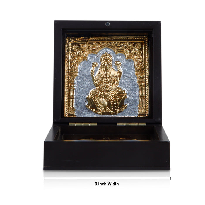 Lakshmi Murti Design Pooja Box - 4 x 3 Inches | Charan Paduka Box/ Puja Box For Wealth Blessings