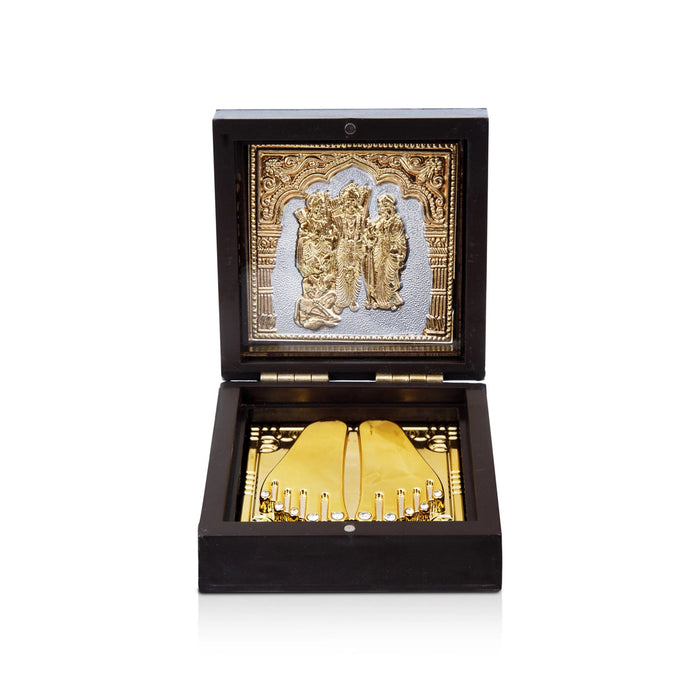 Ram Darbar Murti Design Pooja Box - 4 X 3 X 3 Inches | Puja Box/ Charan Paduka Box For Pooja And Gifting