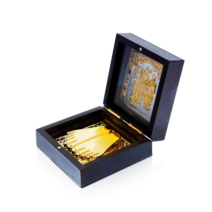 Ram Darbar Murti Design Pooja Box - 4 X 3 X 3 Inches | Puja Box/ Charan Paduka Box For Pooja And Gifting