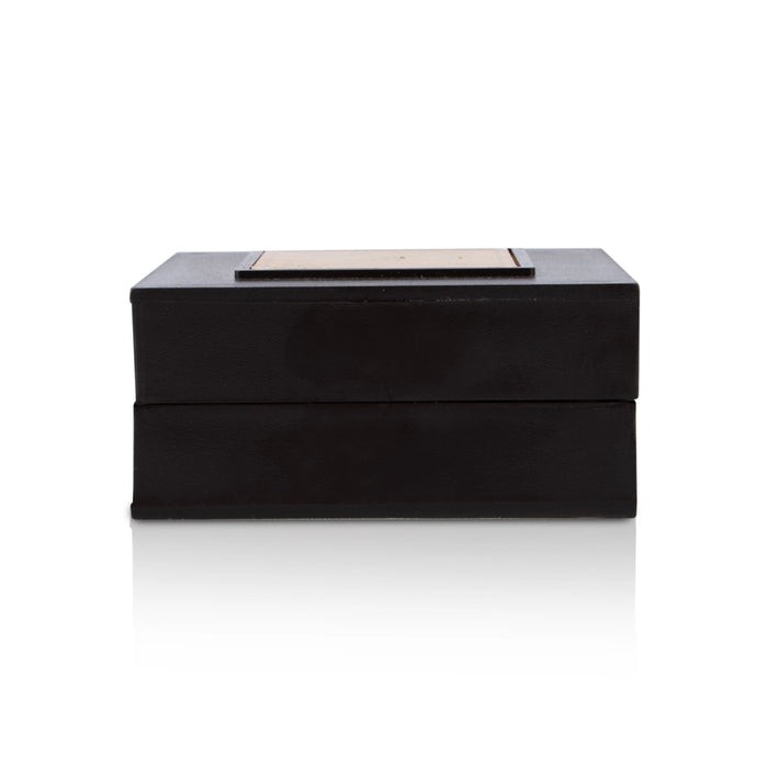 Radha Krishna Pooja Box- 3.05 x 3.05 x 1.5 Inches | Gold Polish Puja Box/ Charan Paduka Box For Gifting & Home