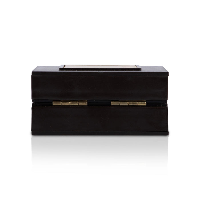 Radha Krishna Pooja Box- 3.05 x 3.05 x 1.5 Inches | Gold Polish Puja Box/ Charan Paduka Box For Gifting & Home