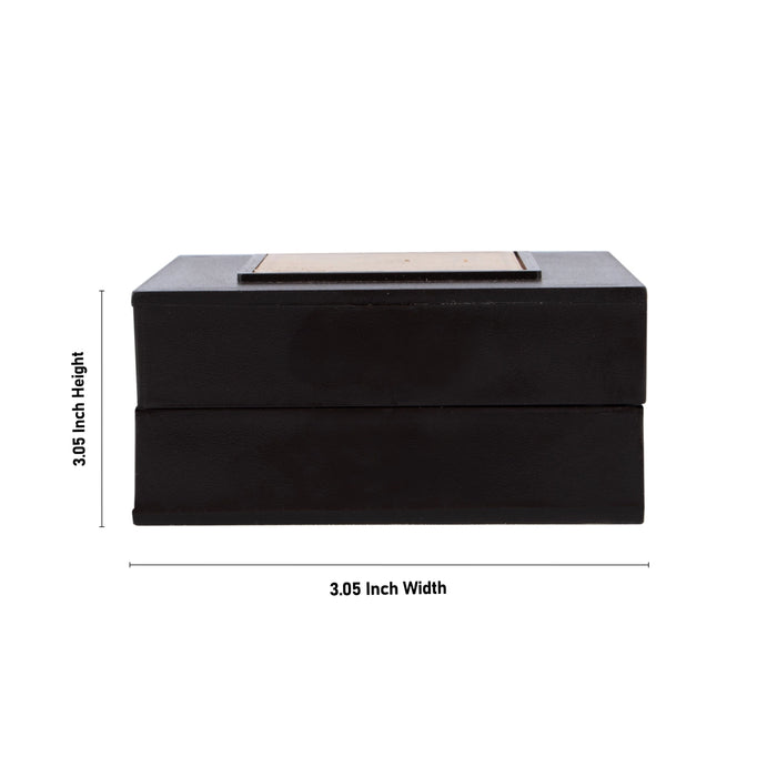 Radha Krishna Pooja Box- 3.05 x 3.05 x 1.5 Inches | Gold Polish Puja Box/ Charan Paduka Box For Gifting & Home