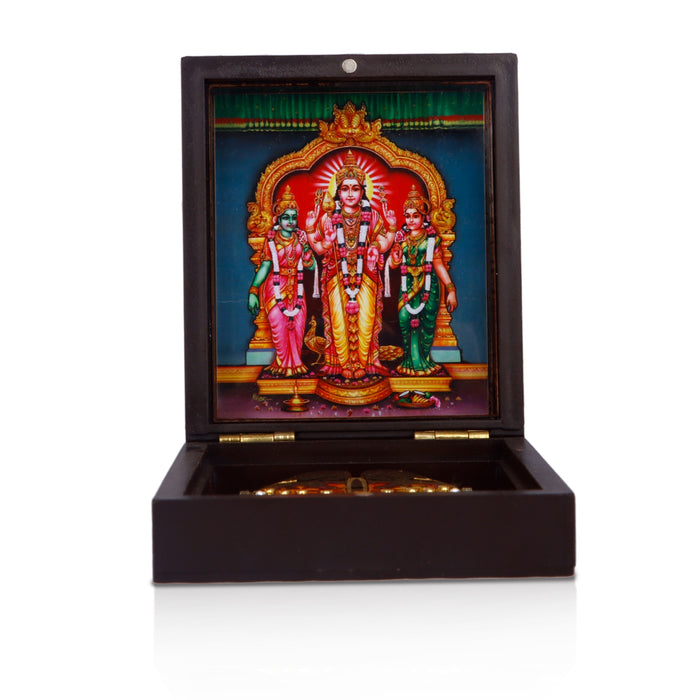 Murugan Valli Deivanai Pooja Box - 1.5 X 3.75 X 4 Inches | Puja Box/ Charan Paduka Box For Worship