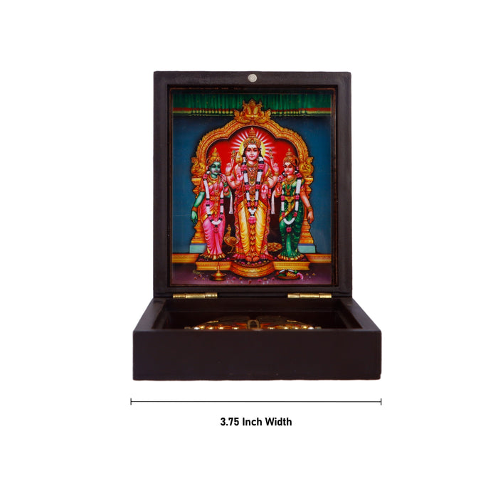 Murugan Valli Deivanai Pooja Box - 1.5 X 3.75 X 4 Inches | Puja Box/ Charan Paduka Box For Worship