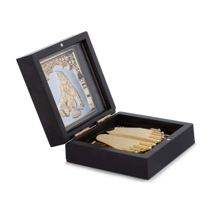 Laddu Gopal Murti Design Pooja Box - 1.5 X 4.5 X 4 Inches | Puja Box/ Charan Paduka Box For Pooja And Gifting