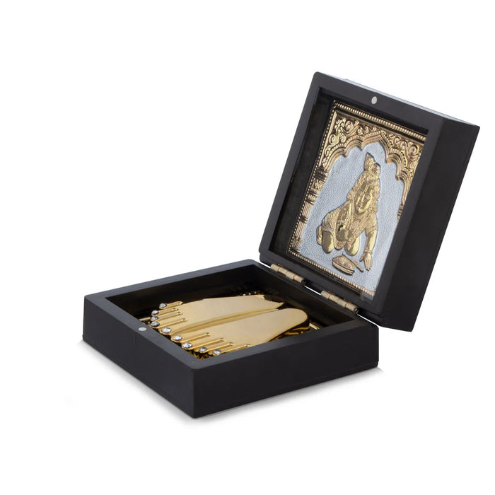 Laddu Gopal Murti Design Pooja Box - 1.5 X 4.5 X 4 Inches | Puja Box/ Charan Paduka Box For Pooja And Gifting