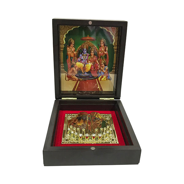 Ram Darbar Murti Design Pooja Box - 1.5 X 4.5 X 4 Inches | Puja Box/ Charan Paduka Box For Pooja And Gifting