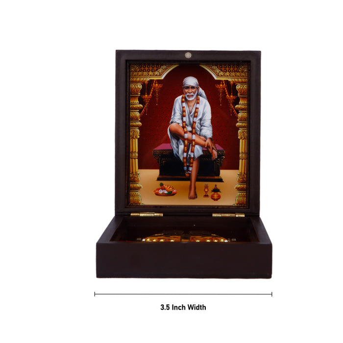 Sai Baba Murti Design Pooja Box - 1.5 X 3.5 X 4.25 Inches | Puja Box/ Charan Paduka Box For Pooja And Gifting