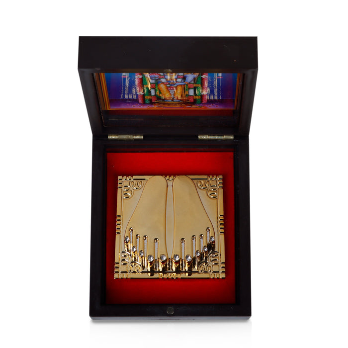 Guruvayurappan Murti Design Pooja Box - 4 x 4.5 Inches | Charan Paduka Box/ Puja Box For Lord Krishna Worship