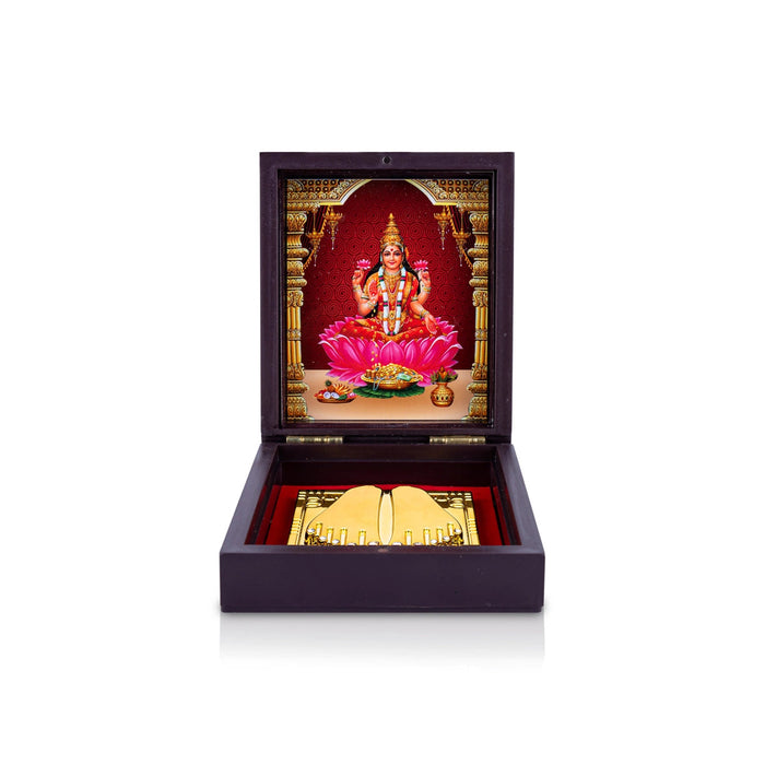 Lakshmi Murti Design Pooja Box - 1.5 X 3.5 X 4 Inches | Puja Box/ Charan Paduka Box For Pooja And Gifting