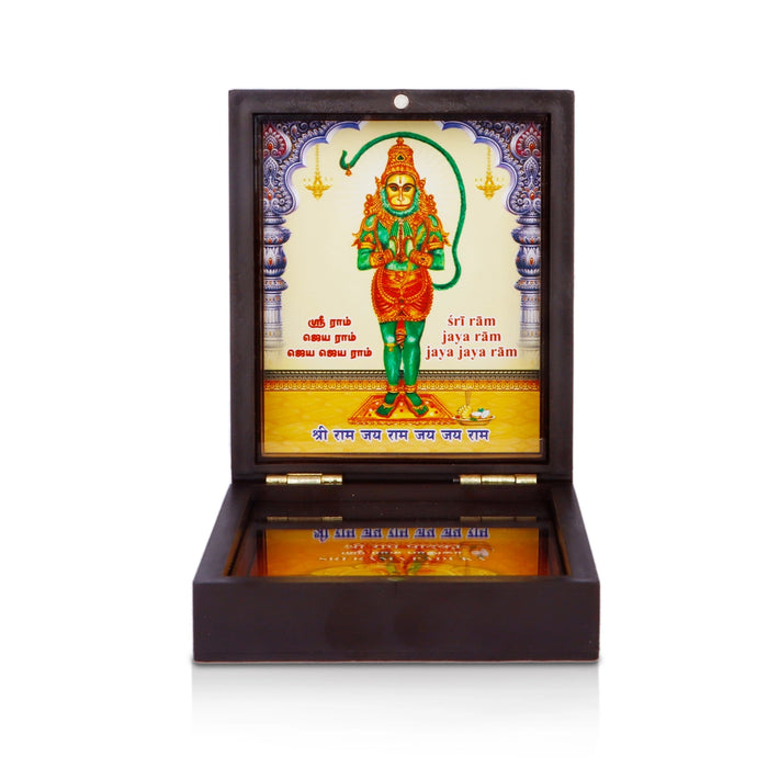 Hanuman Charan Paduka Box - 4 Inches | Gold Print Pooja Box/ Padham Box for Home