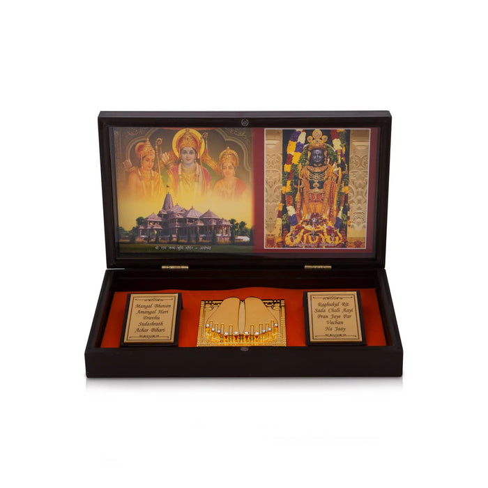 Ayodhya Rama Murti Design Pooja Box - 1.5 X 8 X 4 Inches | Puja Box/ Charan Paduka Box For Pooja And Gifting