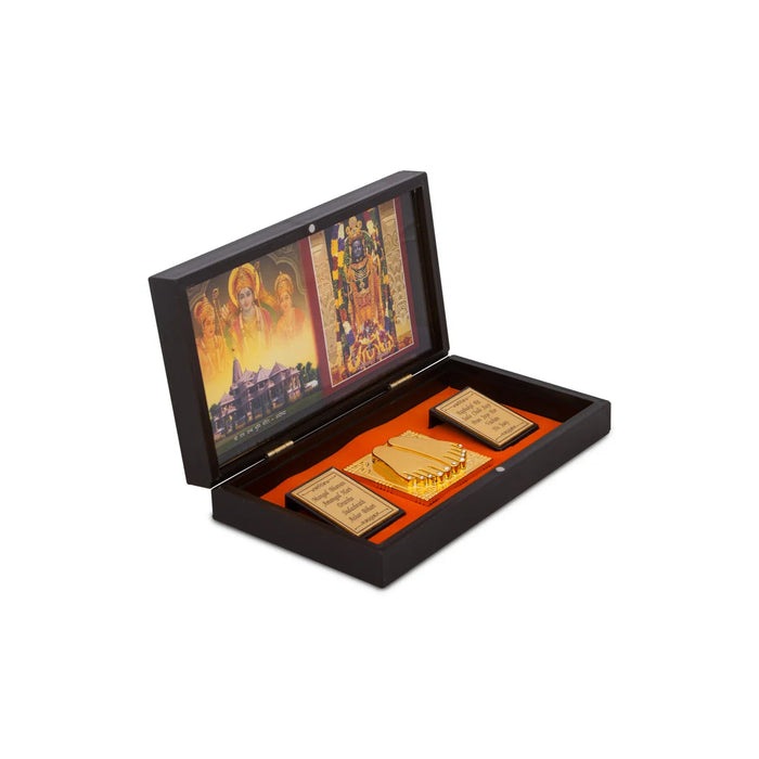Ayodhya Rama Murti Design Pooja Box - 1.5 X 8 X 4 Inches | Puja Box/ Charan Paduka Box For Pooja And Gifting