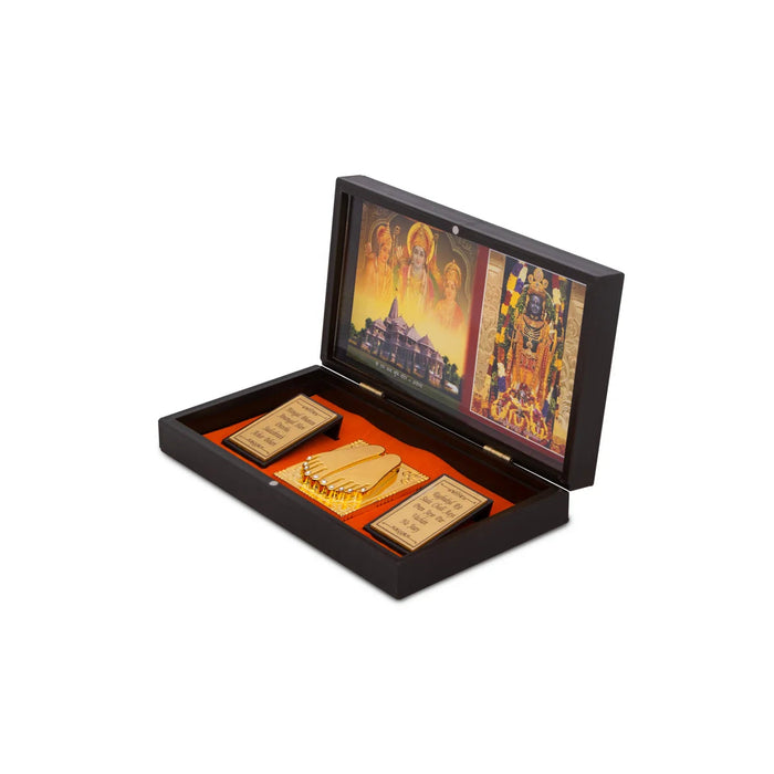 Ayodhya Rama Murti Design Pooja Box - 1.5 X 8 X 4 Inches | Puja Box/ Charan Paduka Box For Pooja And Gifting