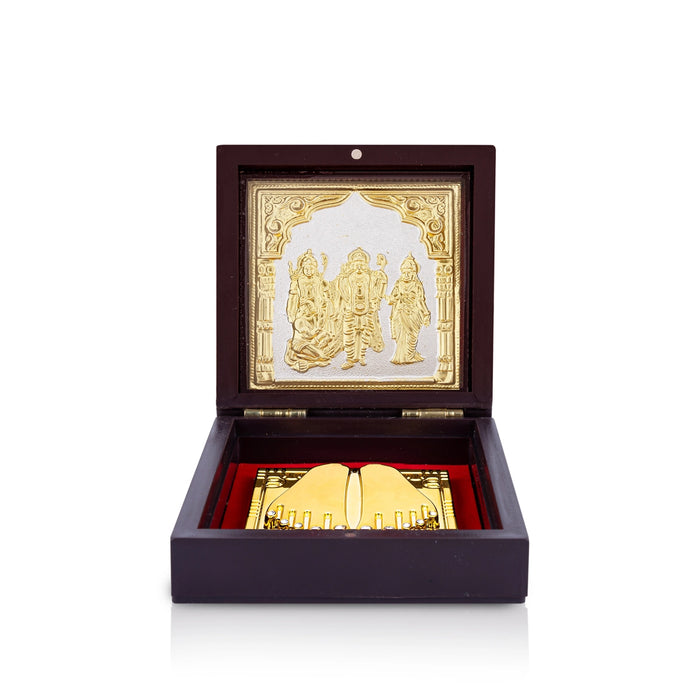 Ram Darbar Murti Design Pooja Box- 1.5 X 3.5 Inches | Charan Paduka Box/Puja Box For Devotional Gifting & Prayer