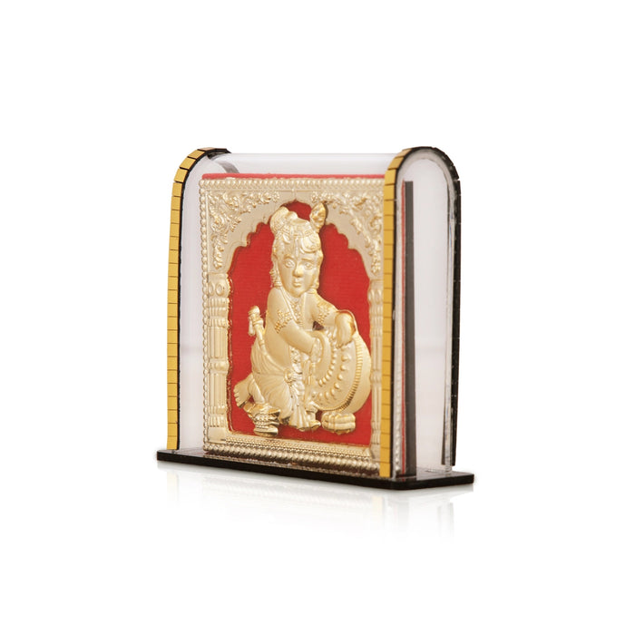Acrylic Photo Frame - 2.75 x 3 Inches | Butter Krishna Design Acrylic Photo Stand/ Acrylic Frame Stand for Car