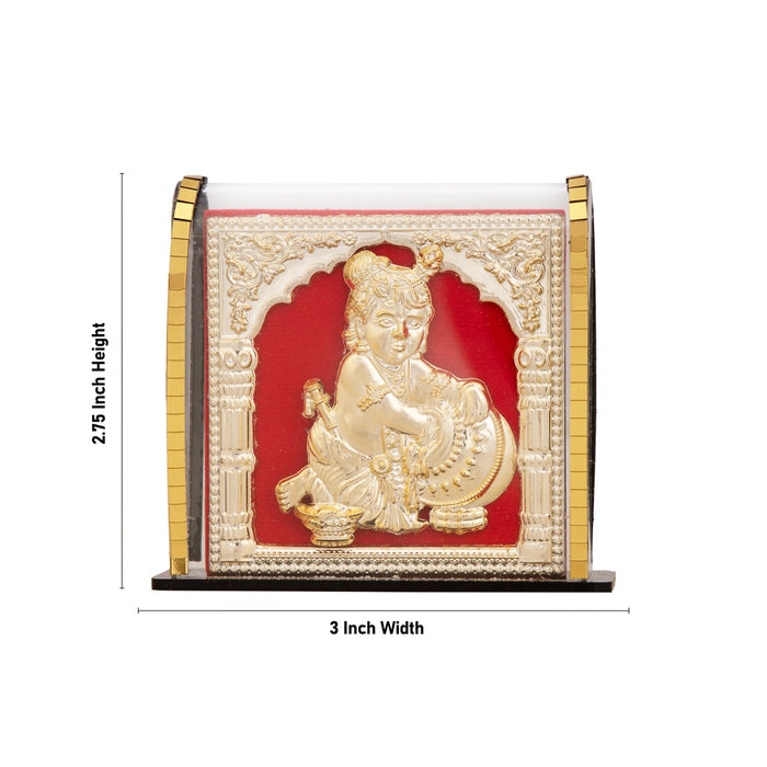 Acrylic Photo Frame - 2.75 x 3 Inches | Butter Krishna Design Acrylic Photo Stand/ Acrylic Frame Stand for Car