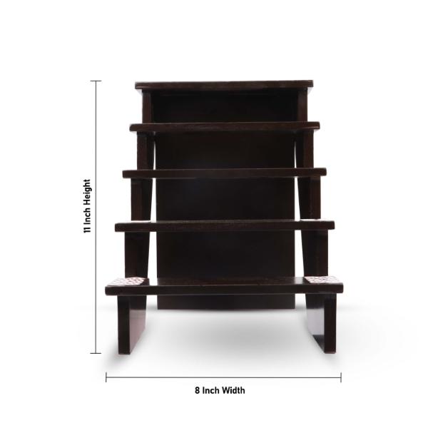 Golu Stand - 11 x 8 Inch | 5 Step with Kolam Design Golu Step/ Wooden Golu Padi for Navratri