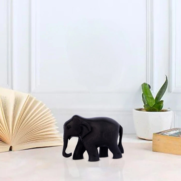 Elephant Statue Key Chain - 3 x 3.75 Inches | Wooden Elephant Idol Key Ring/ Key Holder for Bike