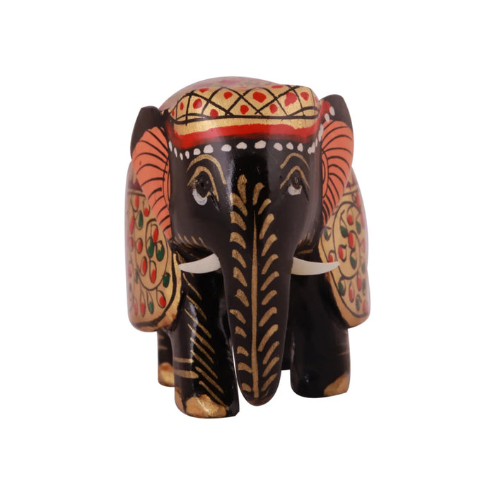 Elephant Idol - 2 x 3 Inches | Wooden Statue/ Elephant Statue for Home Decor