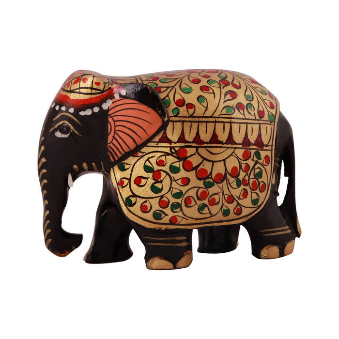 Elephant Idol - 2 x 3 Inches | Wooden Statue/ Elephant Statue for Home Decor