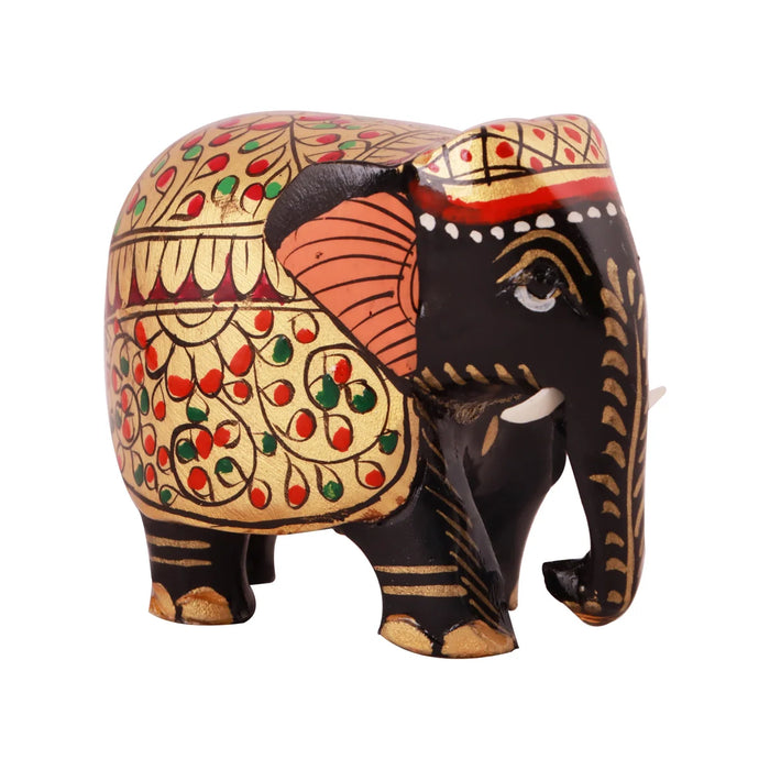 Elephant Idol - 2 x 3 Inches | Wooden Statue/ Elephant Statue for Home Decor