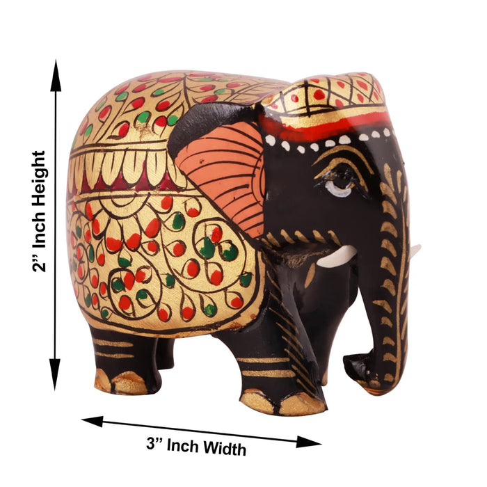 Elephant Idol - 2 x 3 Inches | Wooden Statue/ Elephant Statue for Home Decor