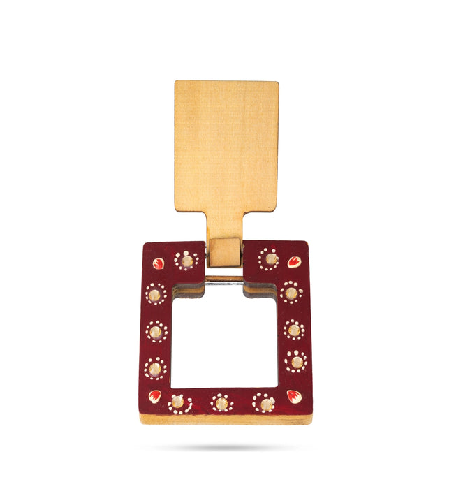 Mirror - 3 x 3 Inches | Wooden Hand Mirror / Kannadi / Decorative Mirror For Daily Use