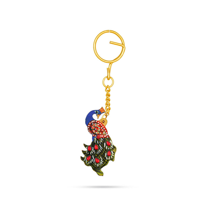 Key Chain | Wooden Key Ring Holder/ Peacock Design Key Chain for Car & Bike