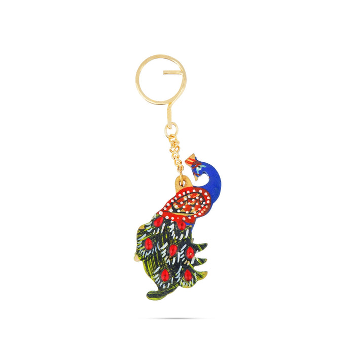 Key Chain | Wooden Key Ring Holder/ Peacock Design Key Chain for Car & Bike
