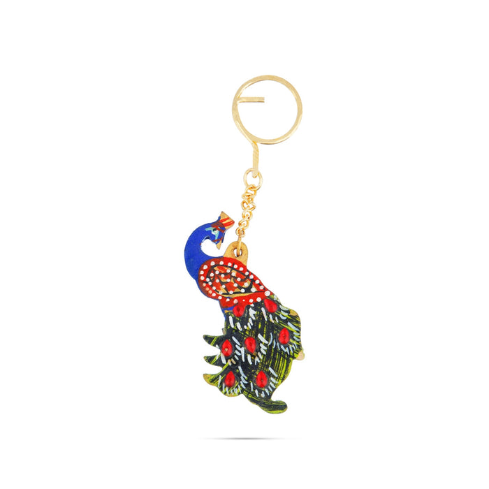 Key Chain | Wooden Key Ring Holder/ Peacock Design Key Chain for Car & Bike