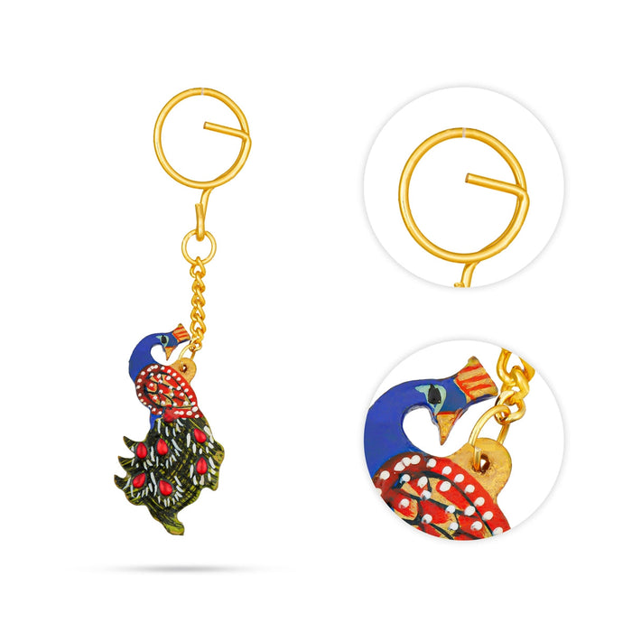 Key Chain | Wooden Key Ring Holder/ Peacock Design Key Chain for Car & Bike