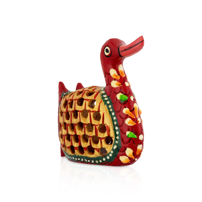 Duck Statue - 5 x 5 Inches | Wooden Painted Duck Figurine / Cut out Design/ Duck Sculpture for Home Decor