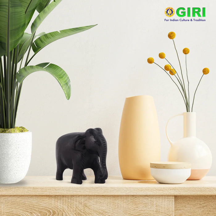 Elephant Statue - 2 Inches | Wooden Statue/ Colour Elephant Figurine/ Elephant Sculpture for Home