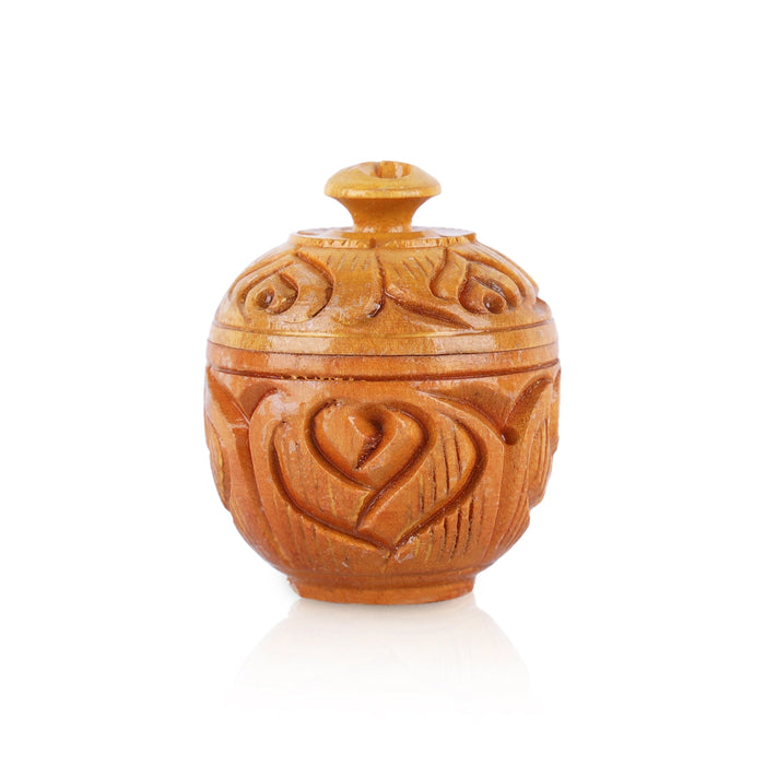 Kumkum Box - 0.5 x 1.5 Inches | Wooden Kumkum Bharani/ Hand Carved Sindoor Pot for Home