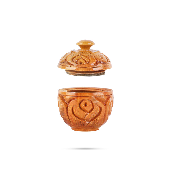 Kumkum Box - 0.5 x 1.5 Inches | Wooden Kumkum Bharani/ Hand Carved Sindoor Pot for Home