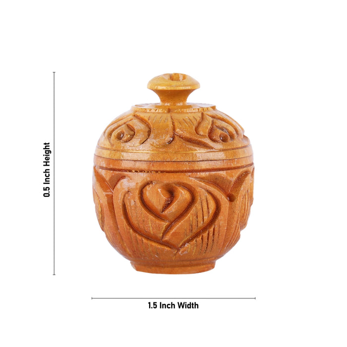 Kumkum Box - 0.5 x 1.5 Inches | Wooden Kumkum Bharani/ Hand Carved Sindoor Pot for Home