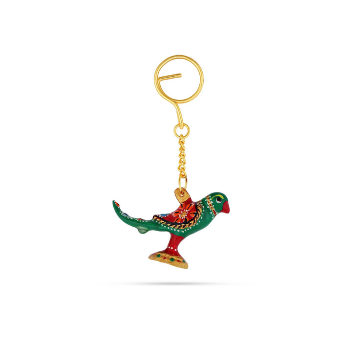 Parrot Design Key Chain - 2 x 2.25 Inches | Painted Key Holder/ Metal Key Ring for Car And Bike