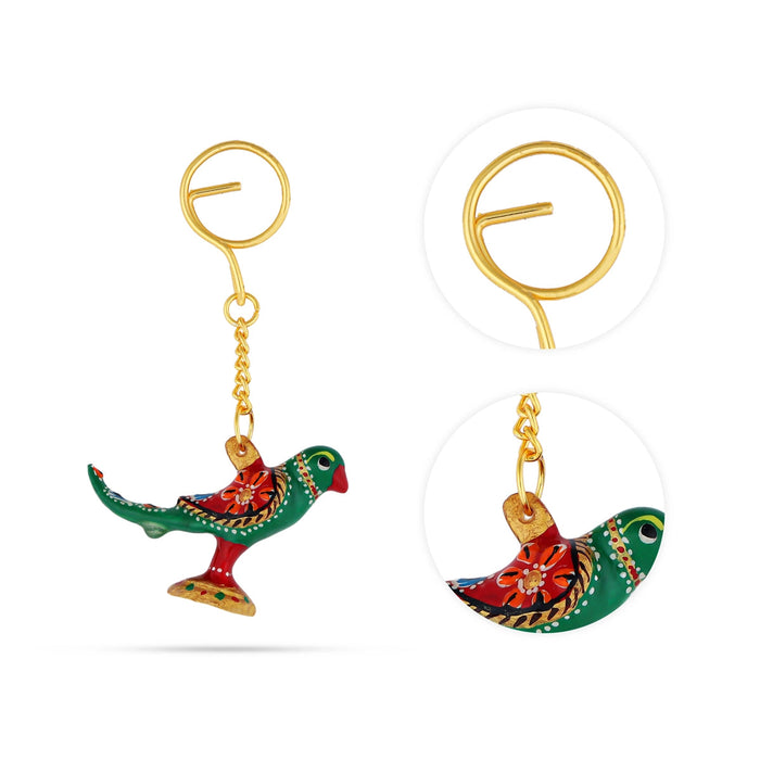 Parrot Design Key Chain - 2 x 2.25 Inches | Painted Key Holder/ Metal Key Ring for Car And Bike